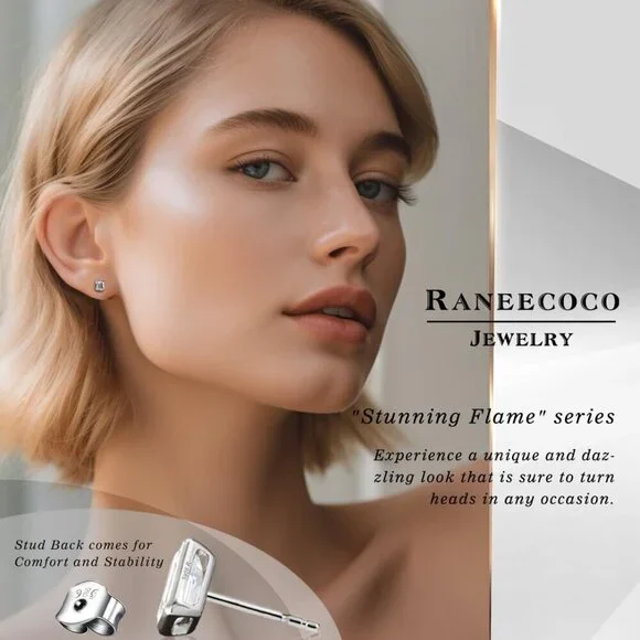 Emerald Cut Cubic Zirconia Stud Earrings Sterling Silver 4ct D FL - Picture 6 of 8